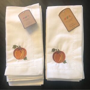 Fall Cloth White Napkins Thanksgiving Autumn Pumpkin Set of 8